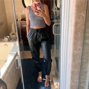 Zara Black faux leather Jogger Pants